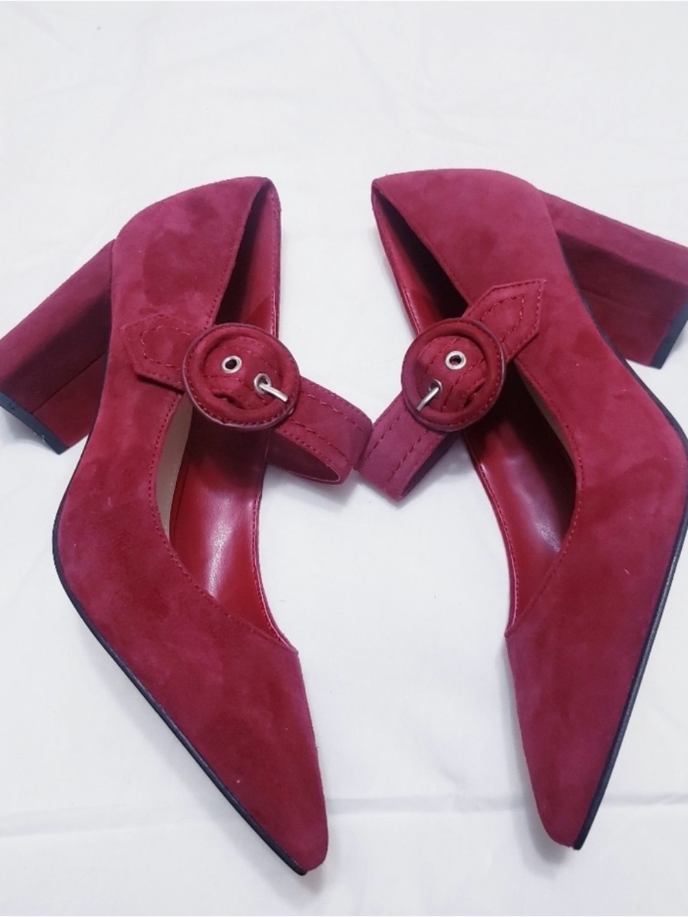 Marc Fisher Carney Mary Jane 3” Block Heels in Berry Suede Size 9.5